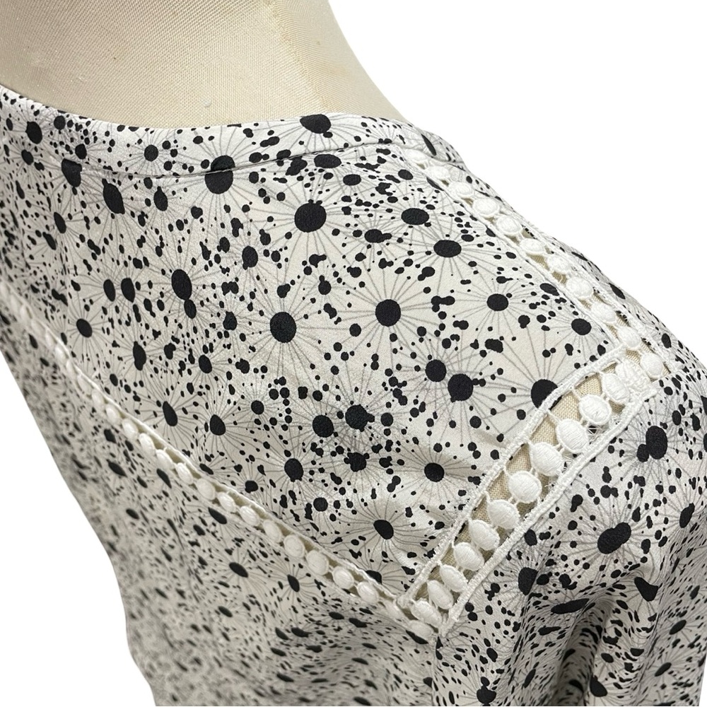 [4] CLUB MONACO Dress silk white black splatter summer wedding mini - Picture 6 of 8
